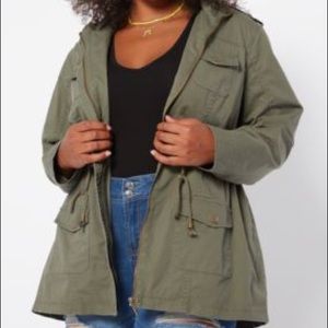 Olive Zip Front Anorak Jacket